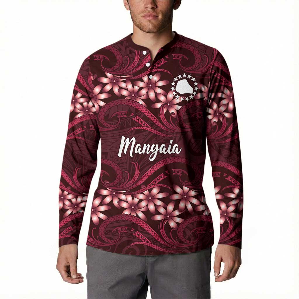 Personalised Cook Islands Mangaia Button Sweatshirt Tiare Maori Polynesian Waves Tattoo LT14 - Polynesian Pride