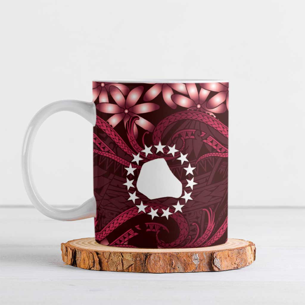 Personalised Cook Islands Mangaia Ceramic Mug Tiare Maori Polynesian Waves Tattoo