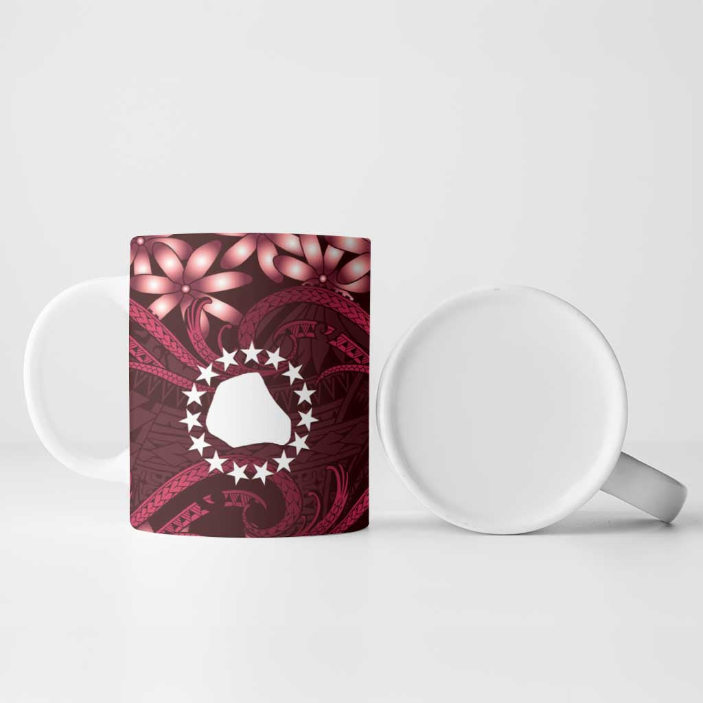 Personalised Cook Islands Mangaia Ceramic Mug Tiare Maori Polynesian Waves Tattoo