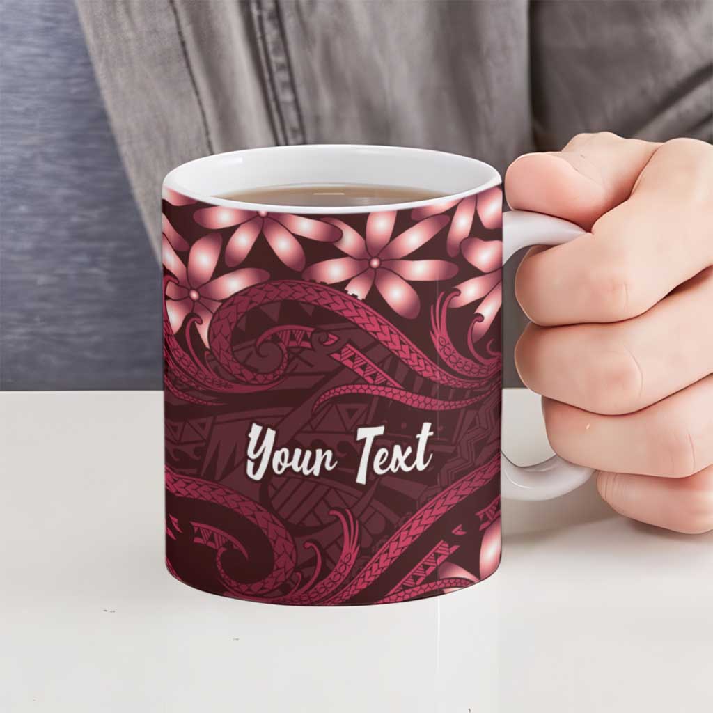 Personalised Cook Islands Mangaia Ceramic Mug Tiare Maori Polynesian Waves Tattoo