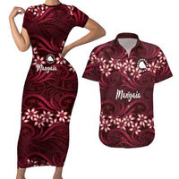 Personalised Cook Islands Mangaia Couples Matching Short Sleeve Bodycon Dress and Hawaiian Shirt Tiare Maori Polynesian Waves Tattoo