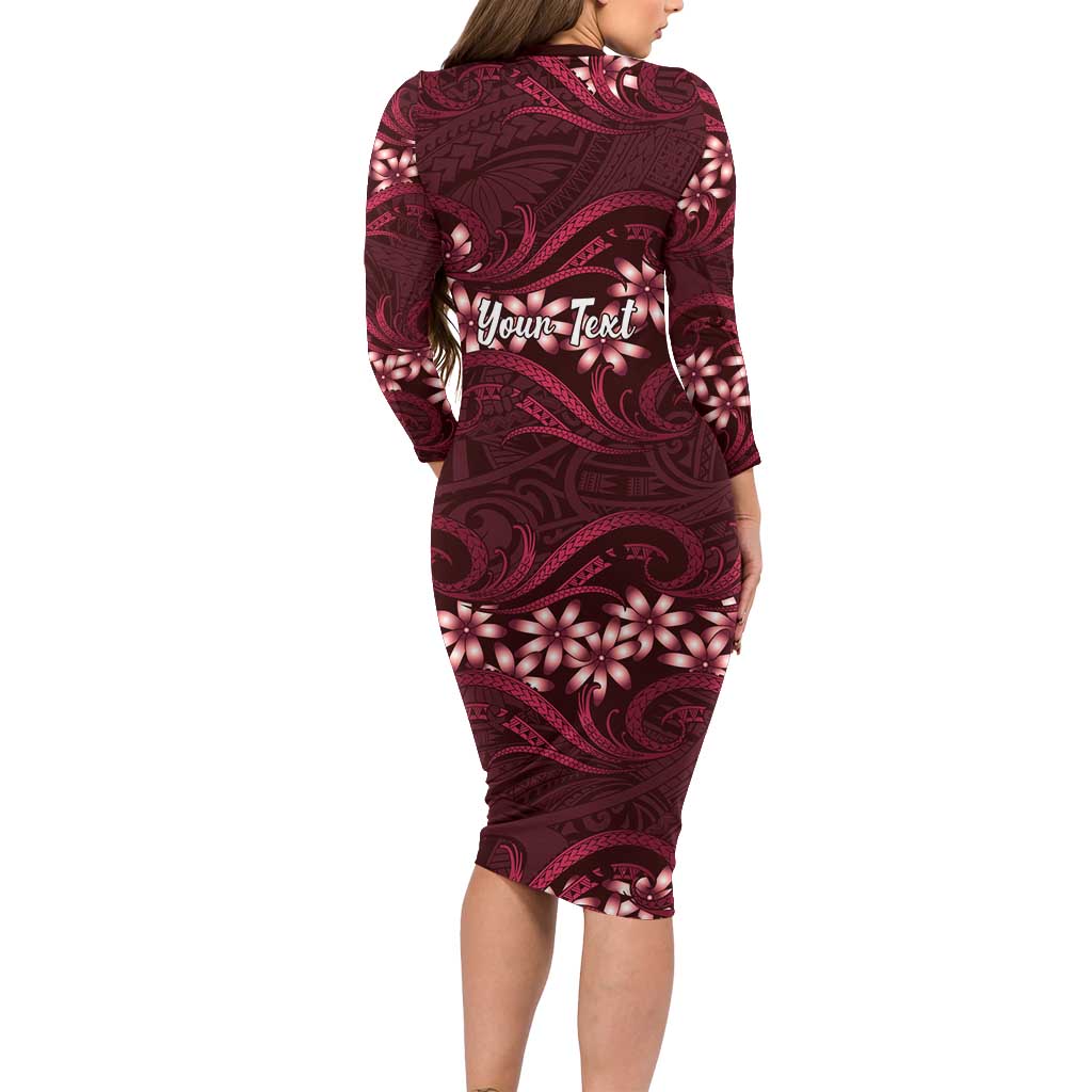 Personalised Cook Islands Mangaia Family Matching Long Sleeve Bodycon Dress and Hawaiian Shirt Tiare Maori Polynesian Waves Tattoo LT14 - Polynesian Pride
