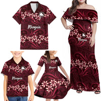 Personalised Cook Islands Mangaia Family Matching Off Shoulder Maxi Dress and Hawaiian Shirt Tiare Maori Polynesian Waves Tattoo LT14 - Polynesian Pride