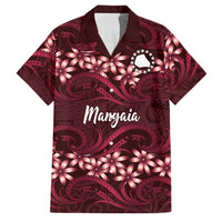 Personalised Cook Islands Mangaia Family Matching Tank Maxi Dress and Hawaiian Shirt Tiare Maori Polynesian Waves Tattoo LT14 Dad's Shirt - Short Sleeve Burgundy - Polynesian Pride