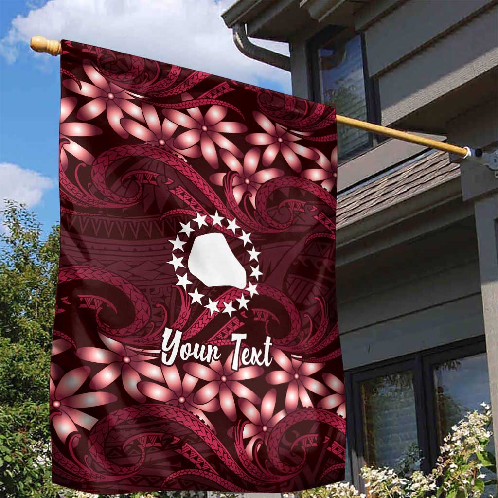 Personalised Cook Islands Mangaia Garden Flag Tiare Maori Polynesian Waves Tattoo