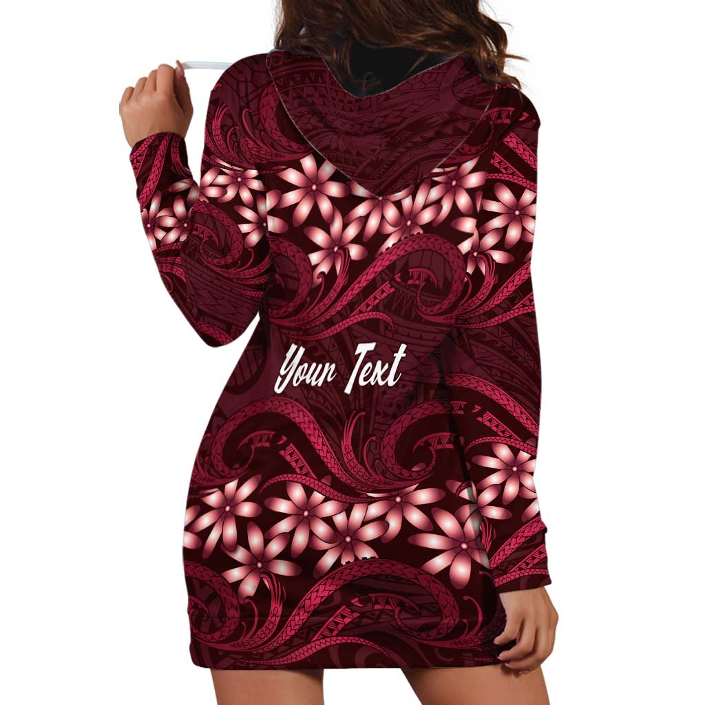 Personalised Cook Islands Mangaia Hoodie Dress Tiare Maori Polynesian Waves Tattoo LT14 - Polynesian Pride