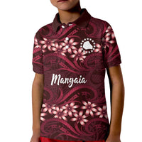 Personalised Cook Islands Mangaia Kid Polo Shirt Tiare Maori Polynesian Waves Tattoo LT14 Kid Burgundy - Polynesian Pride