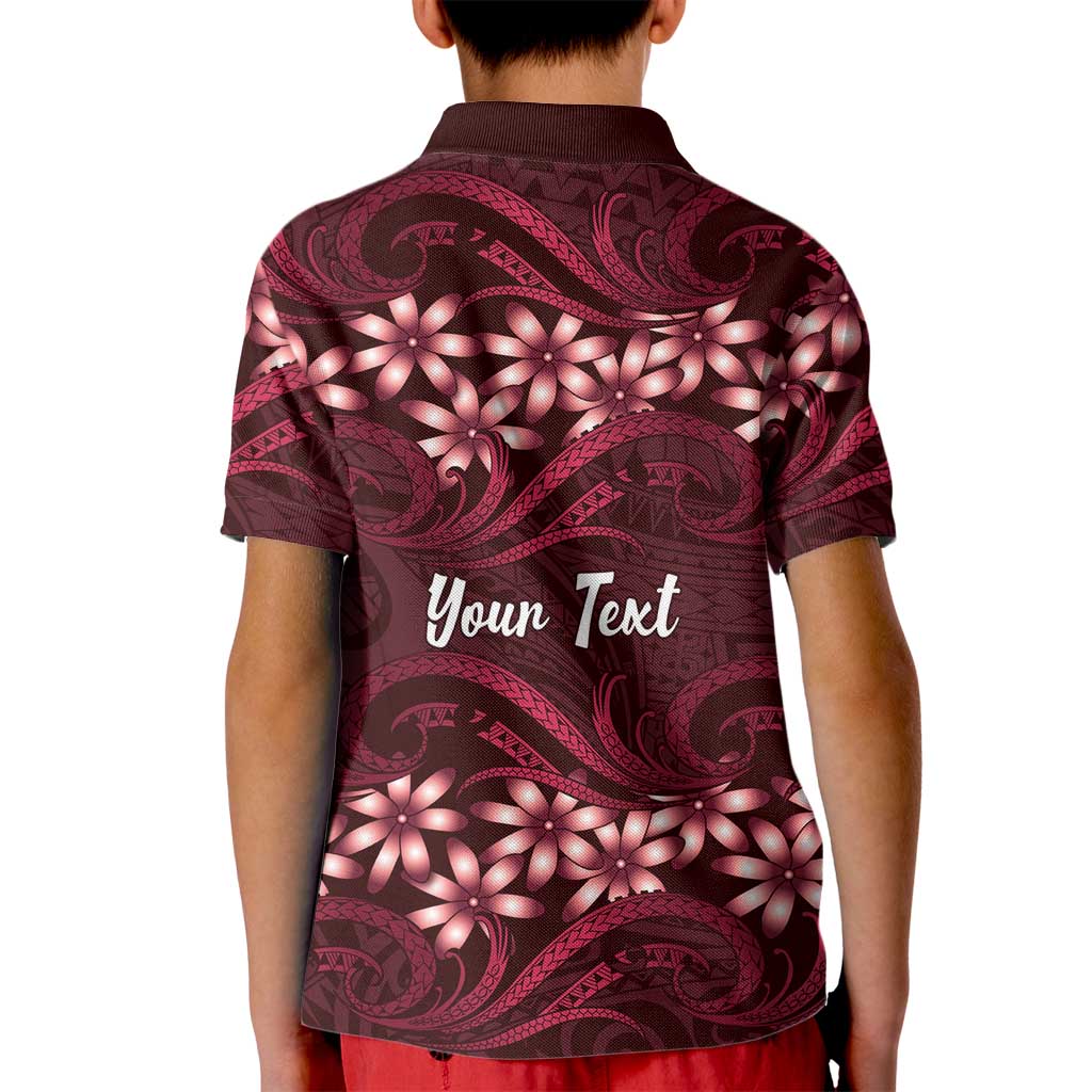 Personalised Cook Islands Mangaia Kid Polo Shirt Tiare Maori Polynesian Waves Tattoo LT14 - Polynesian Pride
