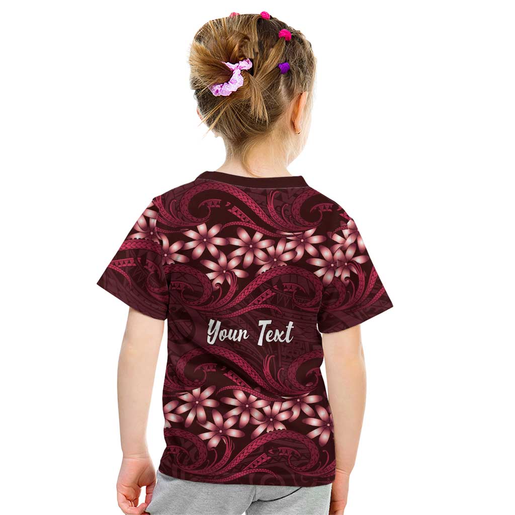Personalised Cook Islands Mangaia Kid T Shirt Tiare Maori Polynesian Waves Tattoo