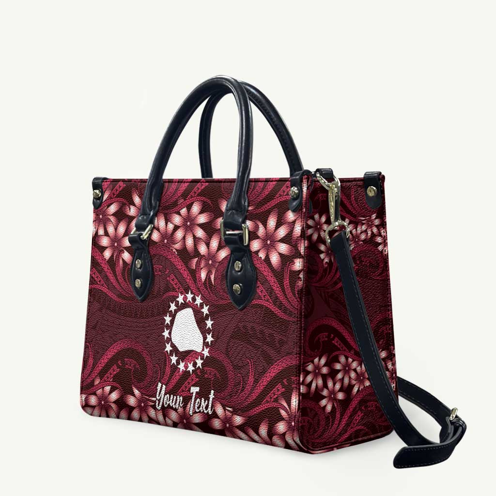 Personalised Cook Islands Mangaia Leather Bag Tiare Maori Polynesian Waves Tattoo LT14 Burgundy - Polynesian Pride