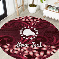 Personalised Cook Islands Mangaia Round Carpet Tiare Maori Polynesian Waves Tattoo LT14 Burgundy - Polynesian Pride