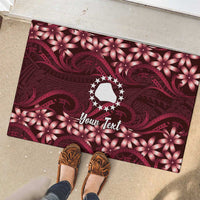 Personalised Cook Islands Mangaia Rubber Doormat Tiare Maori Polynesian Waves Tattoo