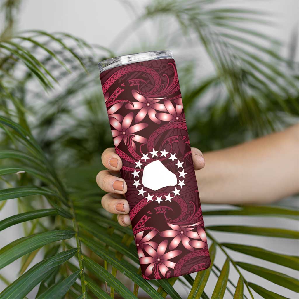 Personalised Cook Islands Mangaia Skinny Tumbler Tiare Maori Polynesian Waves Tattoo LT14 - Polynesian Pride