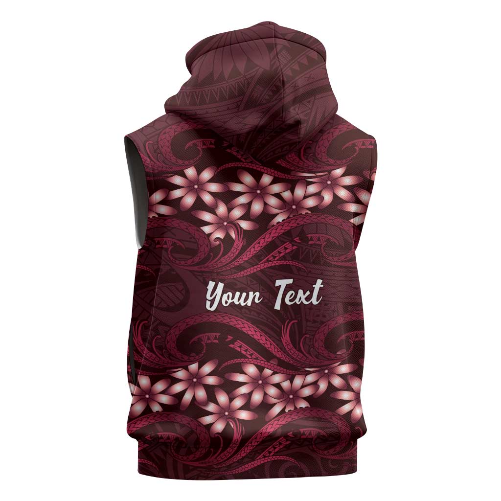 Personalised Cook Islands Mangaia Sleeveless Hoodie Tiare Maori Polynesian Waves Tattoo LT14 - Polynesian Pride