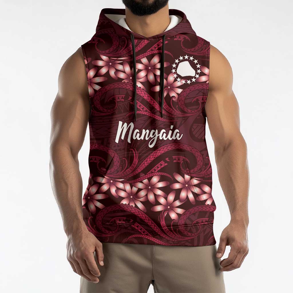 Personalised Cook Islands Mangaia Sleeveless Hoodie Tiare Maori Polynesian Waves Tattoo LT14 - Polynesian Pride
