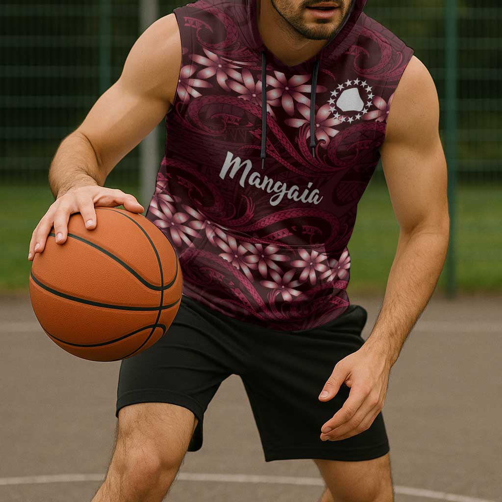 Personalised Cook Islands Mangaia Sleeveless Hoodie Tiare Maori Polynesian Waves Tattoo LT14 - Polynesian Pride