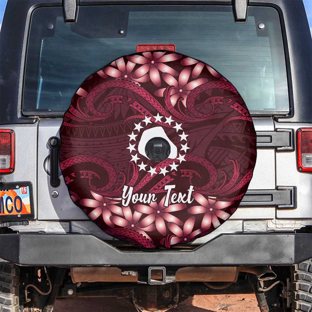 Personalised Cook Islands Mangaia Spare Tire Cover Tiare Maori Polynesian Waves Tattoo LT14 Burgundy - Polynesian Pride