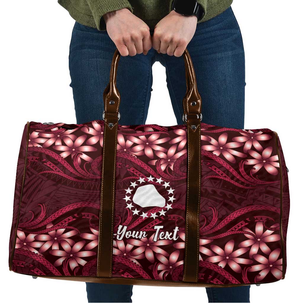 Personalised Cook Islands Mangaia Travel Bag Tiare Maori Polynesian Waves Tattoo LT14 Burgundy - Polynesian Pride