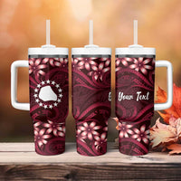 Personalised Cook Islands Mangaia Tumbler With Handle Tiare Maori Polynesian Waves Tattoo