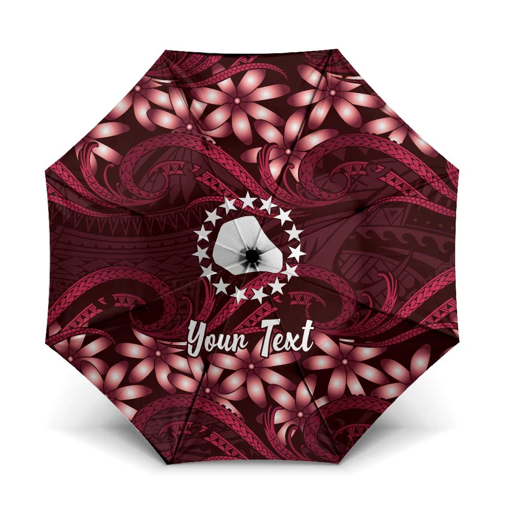 Personalised Cook Islands Mangaia Umbrella Tiare Maori Polynesian Waves Tattoo LT14 One Size Folded 11.42 inch Opened Diameter 37.4 inch Burgundy - Polynesian Pride