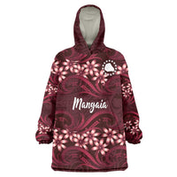 Personalised Cook Islands Mangaia Wearable Blanket Hoodie Tiare Maori Polynesian Waves Tattoo LT14 One Size Burgundy - Polynesian Pride