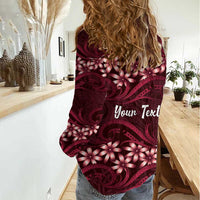 Personalised Cook Islands Mangaia Women Casual Shirt Tiare Maori Polynesian Waves Tattoo LT14 - Polynesian Pride