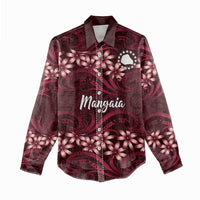 Personalised Cook Islands Mangaia Women Casual Shirt Tiare Maori Polynesian Waves Tattoo LT14 - Polynesian Pride