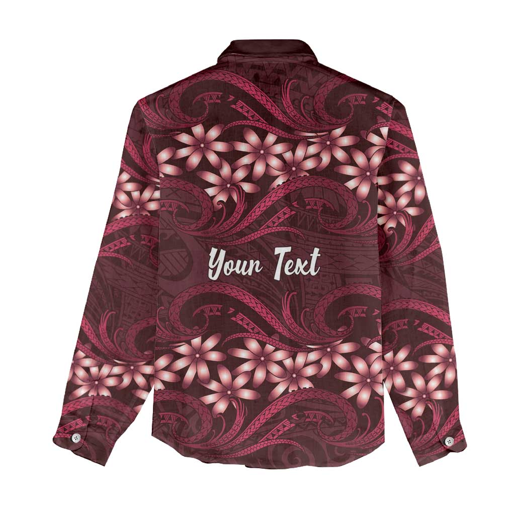Personalised Cook Islands Mangaia Women Casual Shirt Tiare Maori Polynesian Waves Tattoo LT14 - Polynesian Pride