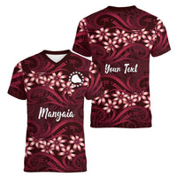 Personalised Cook Islands Mangaia Women V-Neck T-Shirt Tiare Maori Polynesian Waves Tattoo LT14 - Polynesian Pride