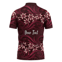 Personalised Cook Islands Mangaia Zipper Polo Shirt Tiare Maori Polynesian Waves Tattoo