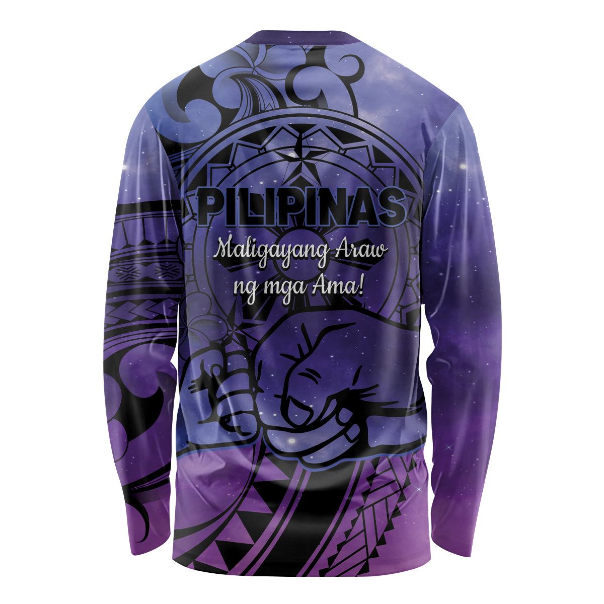 Philippines Father's Day Long Sleeve Shirt Polynesian Tattoo Galaxy Vibes