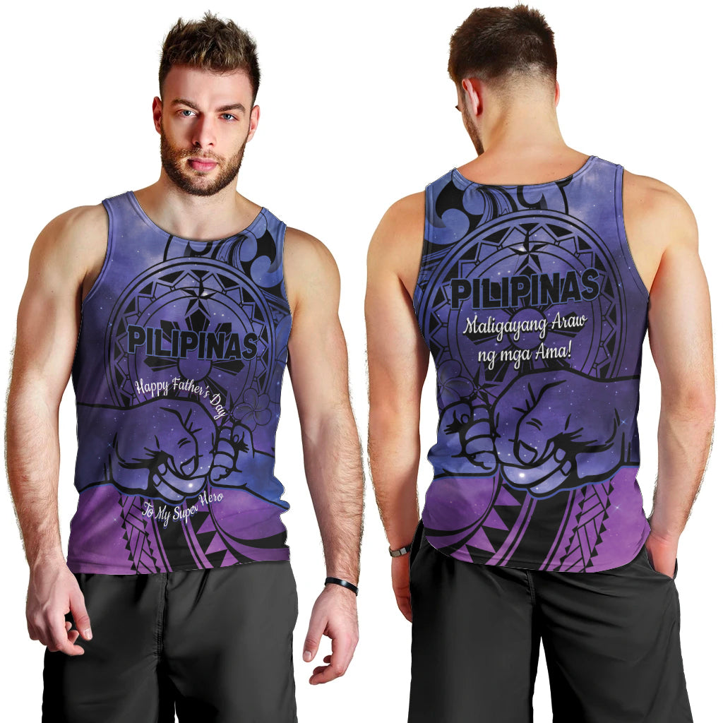 Philippines Father's Day Men Tank Top Polynesian Tattoo Galaxy Vibes