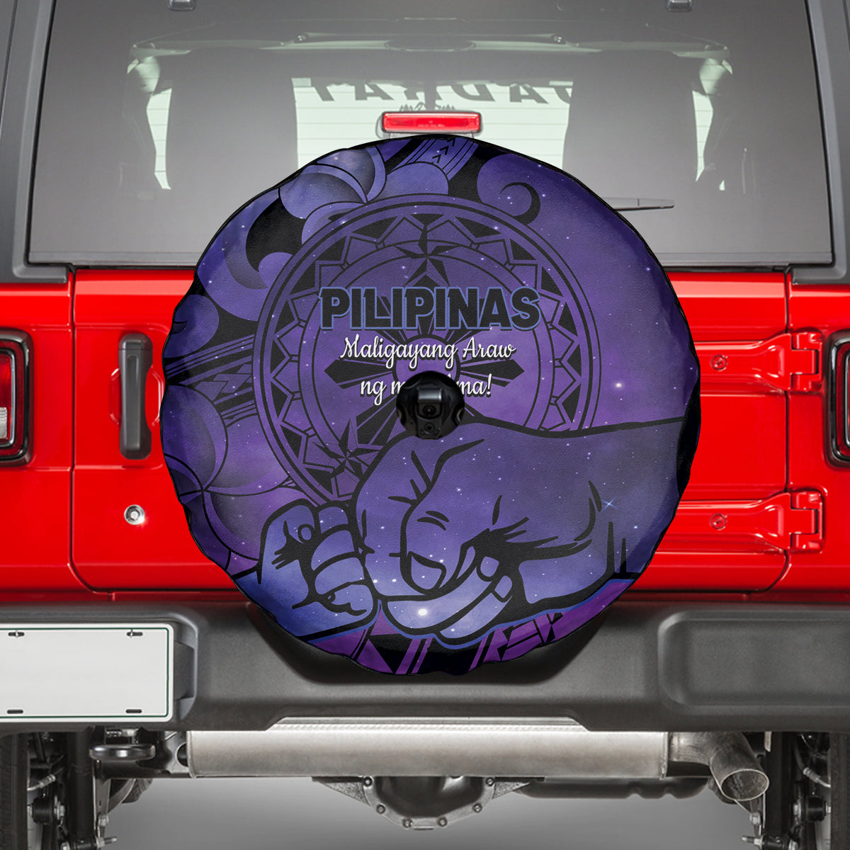Philippines Father's Day Spare Tire Cover Polynesian Tattoo Galaxy Vibes