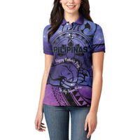 Philippines Father's Day Women Polo Shirt Polynesian Tattoo Galaxy Vibes