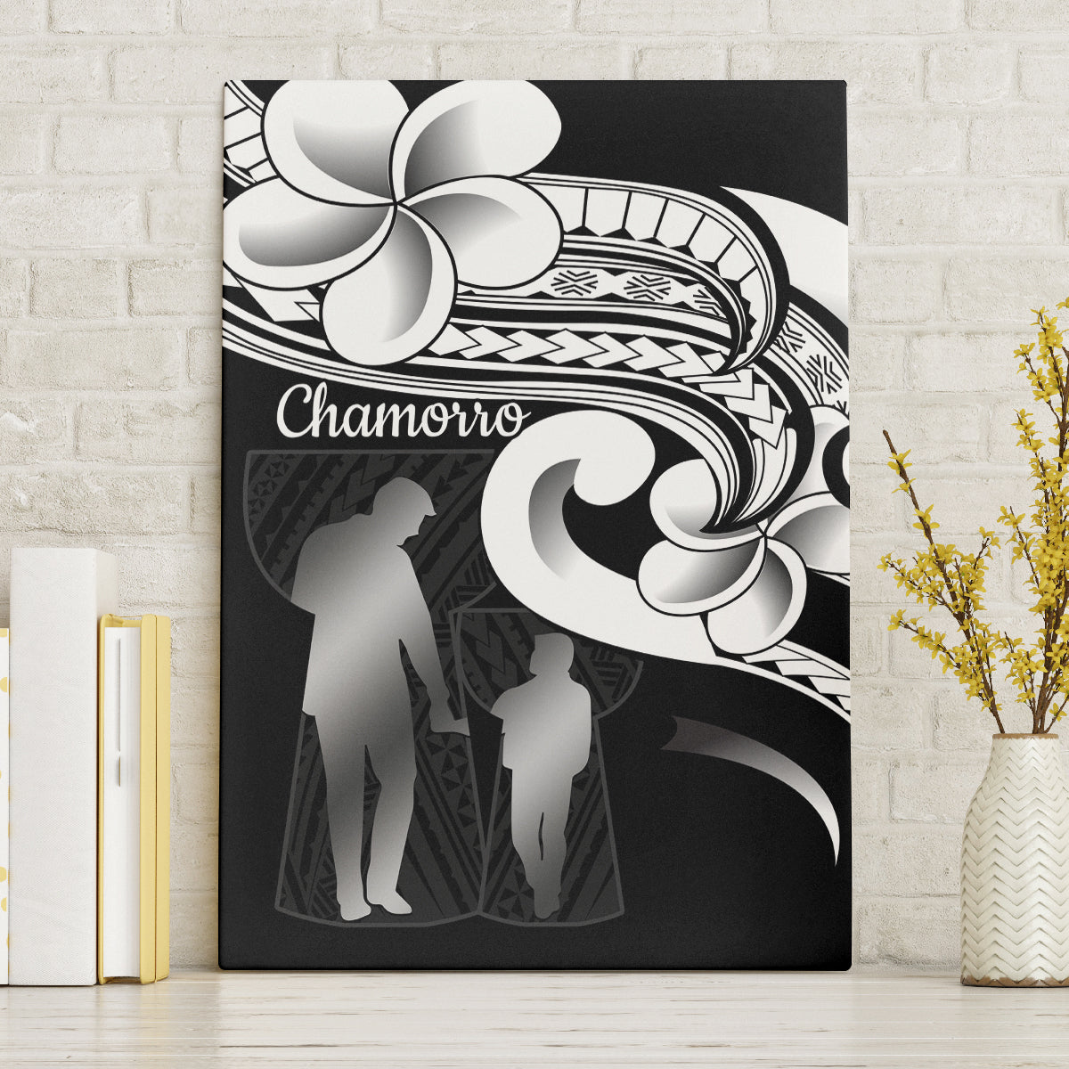 Guam Father's Day Canvas Wall Art Chamorro Latte Stone Polynesian Pattern