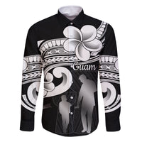Guam Father's Day Family Matching Off Shoulder Maxi Dress and Hawaiian Shirt Chamorro Latte Stone Polynesian Pattern LT14 Dad's Shirt - Long Sleeve Black - Polynesian Pride