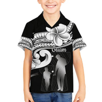 Guam Father's Day Family Matching Off Shoulder Maxi Dress and Hawaiian Shirt Chamorro Latte Stone Polynesian Pattern LT14 Son's Shirt Black - Polynesian Pride