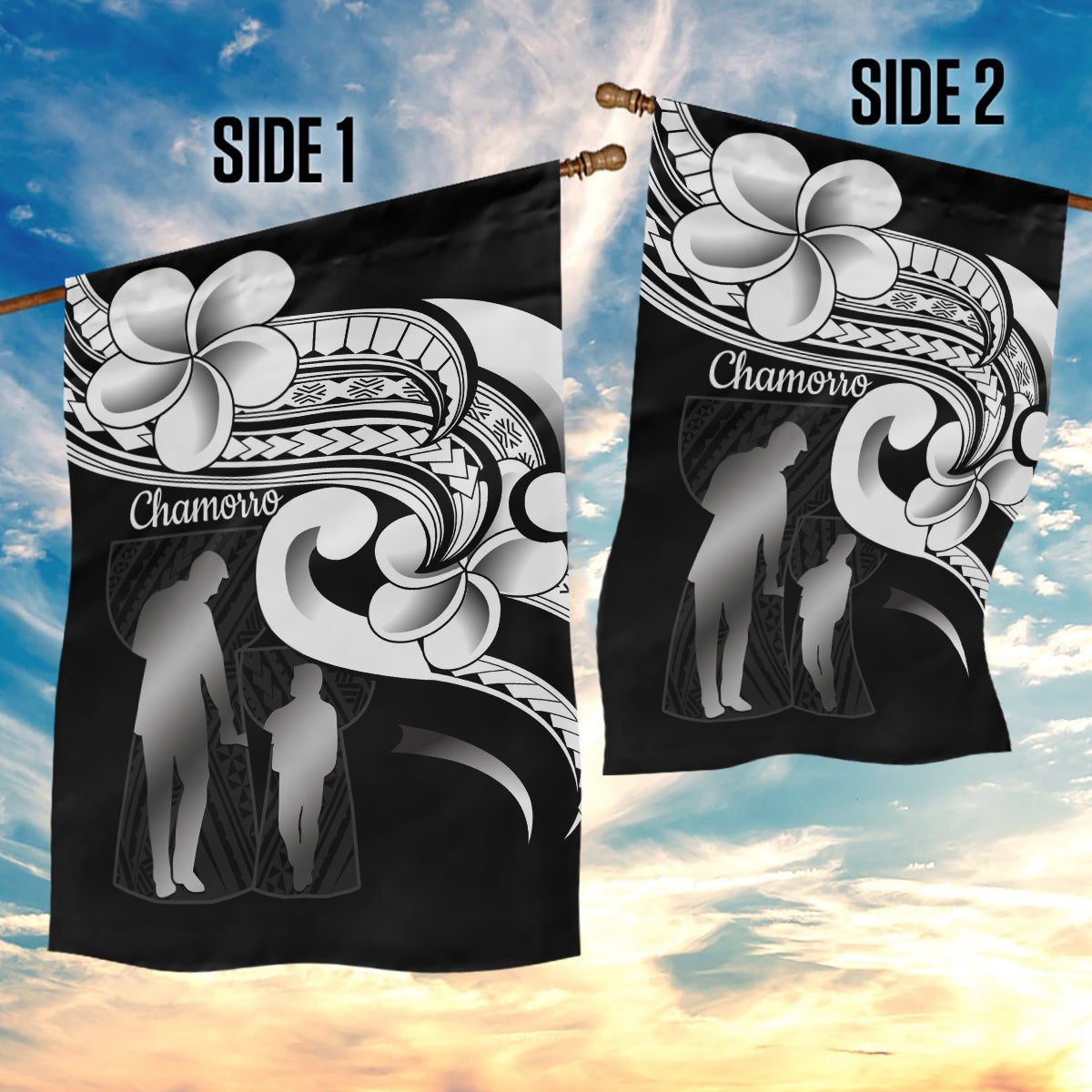 Guam Father's Day Garden Flag Chamorro Latte Stone Polynesian Pattern