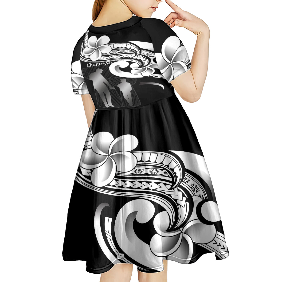 Guam Father's Day Kid Short Sleeve Dress Chamorro Latte Stone Polynesian Pattern LT14 - Polynesian Pride