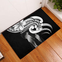 Guam Father's Day Rubber Doormat Chamorro Latte Stone Polynesian Pattern LT14 Black - Polynesian Pride
