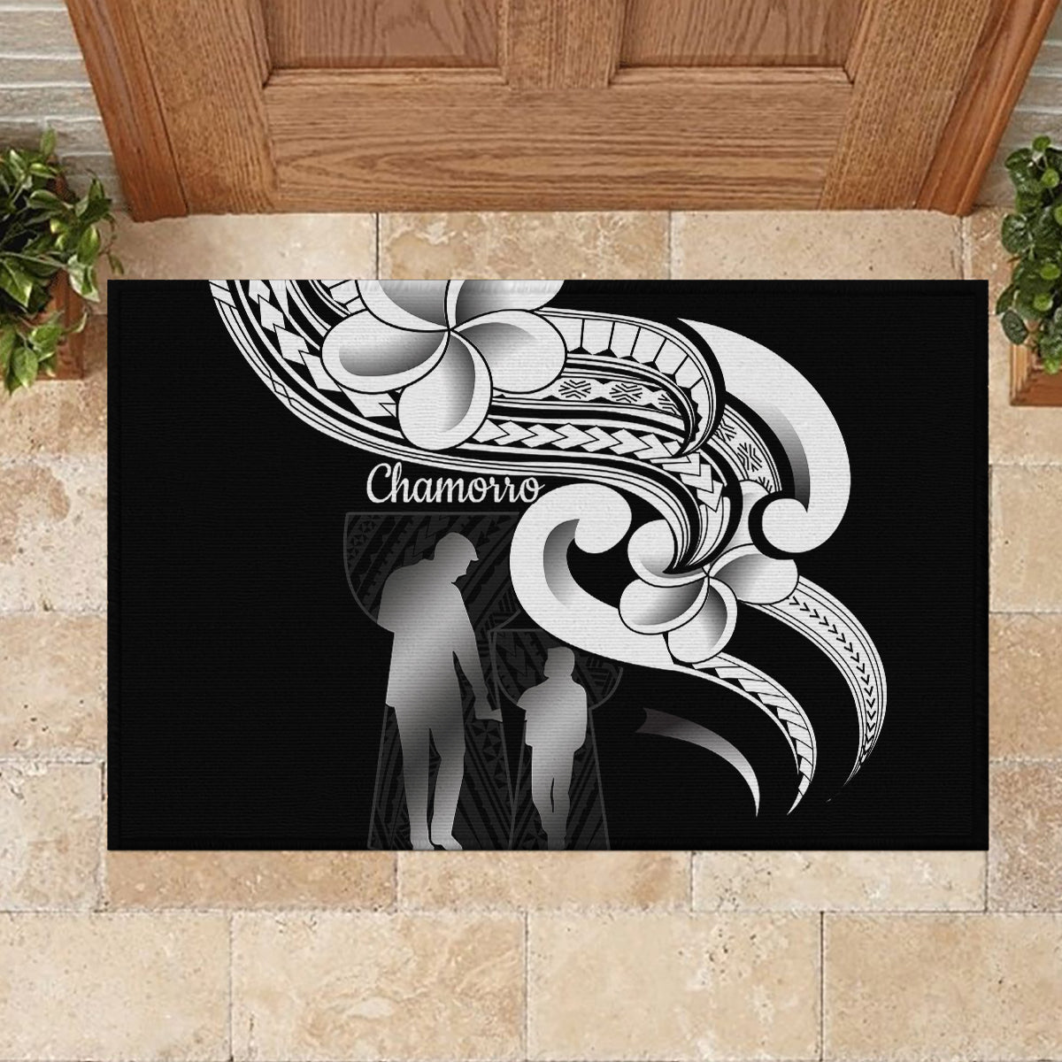 Guam Father's Day Rubber Doormat Chamorro Latte Stone Polynesian Pattern LT14 - Polynesian Pride