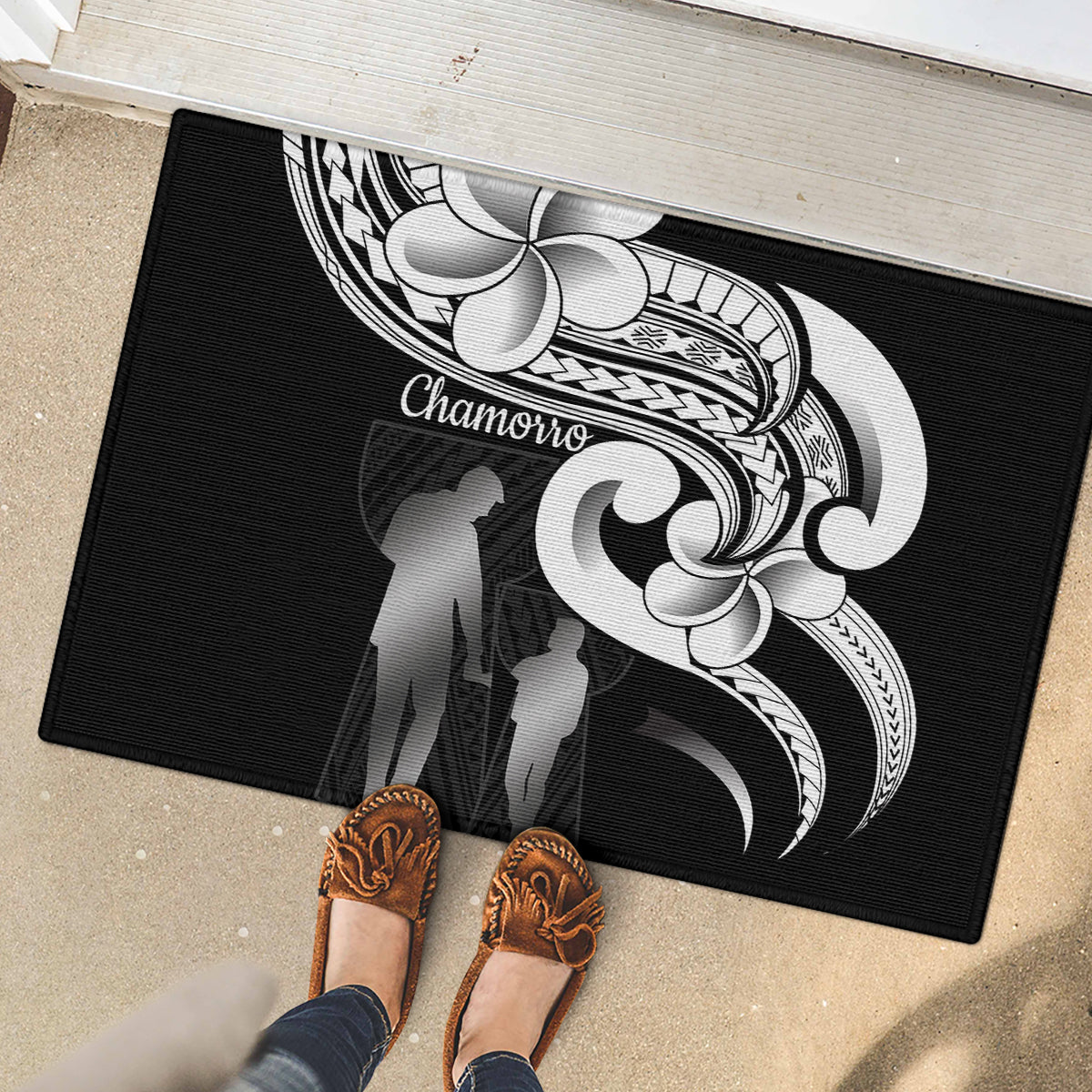 Guam Father's Day Rubber Doormat Chamorro Latte Stone Polynesian Pattern LT14 - Polynesian Pride
