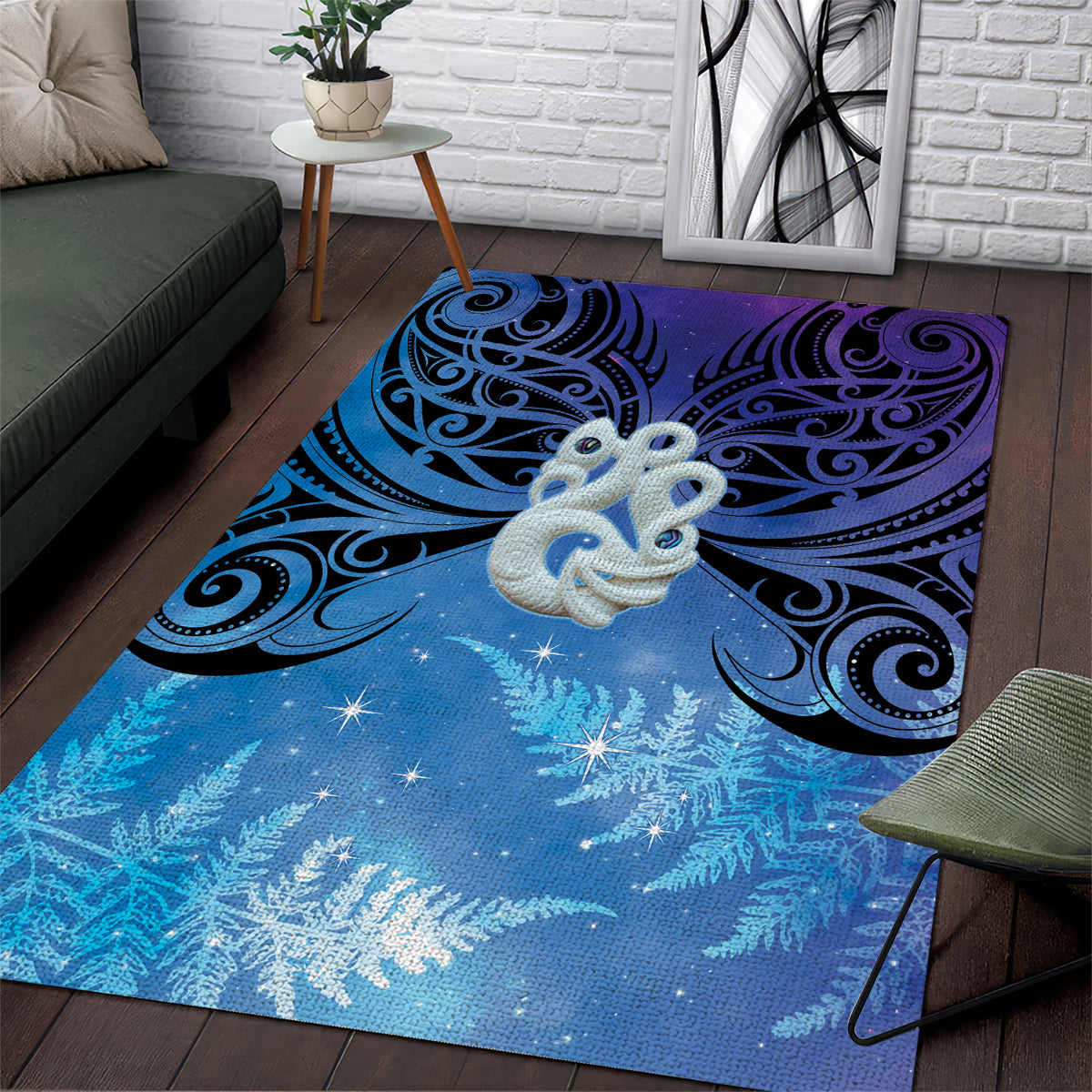New Zealand Matariki Area Rug Aotearoa Maori New Year Manaia Galaxy Vibes LT14 Blue - Polynesian Pride