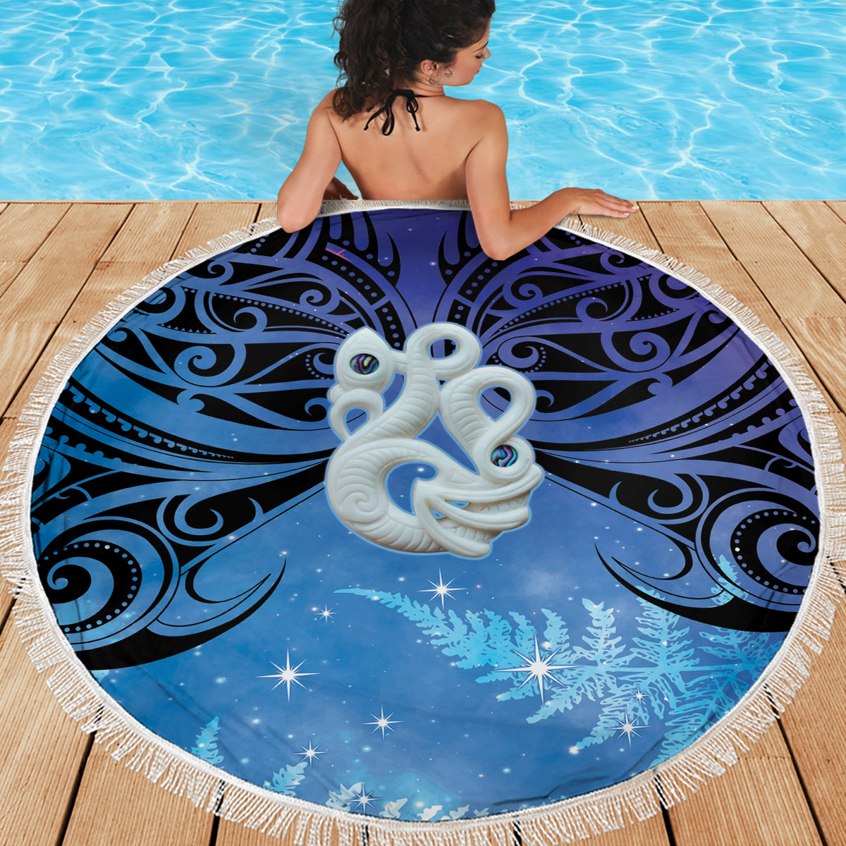 New Zealand Matariki Beach Blanket Aotearoa Maori New Year Manaia Galaxy Vibes LT14 - Polynesian Pride