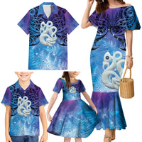 New Zealand Matariki Family Matching Mermaid Dress and Hawaiian Shirt Aotearoa Maori New Year Manaia Galaxy Vibes LT14 - Polynesian Pride