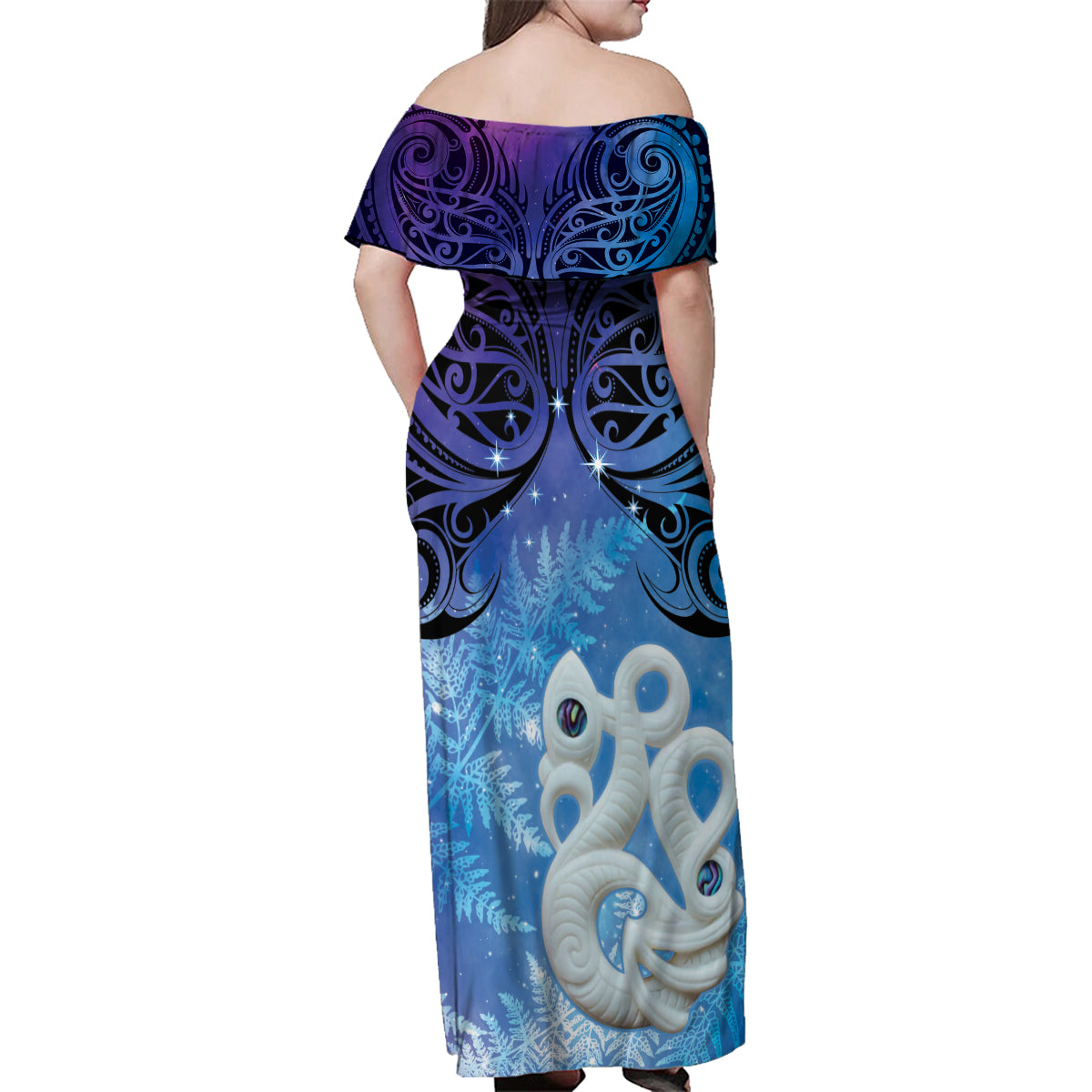 New Zealand Matariki Family Matching Off Shoulder Maxi Dress and Hawaiian Shirt Aotearoa Maori New Year Manaia Galaxy Vibes LT14 - Polynesian Pride