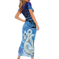 New Zealand Matariki Family Matching Short Sleeve Bodycon Dress and Hawaiian Shirt Aotearoa Maori New Year Manaia Galaxy Vibes LT14 - Polynesian Pride