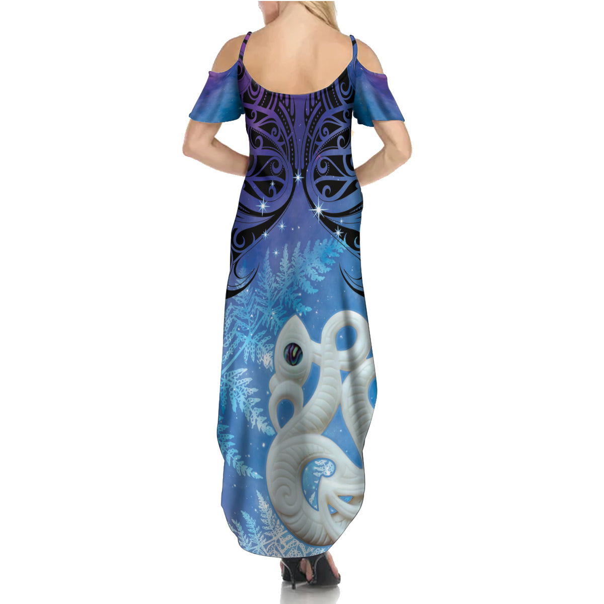 New Zealand Matariki Family Matching Summer Maxi Dress and Hawaiian Shirt Aotearoa Maori New Year Manaia Galaxy Vibes LT14 - Polynesian Pride