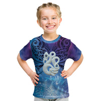 New Zealand Matariki Kid T Shirt Aotearoa Maori New Year Manaia Galaxy Vibes LT14 Blue - Polynesian Pride