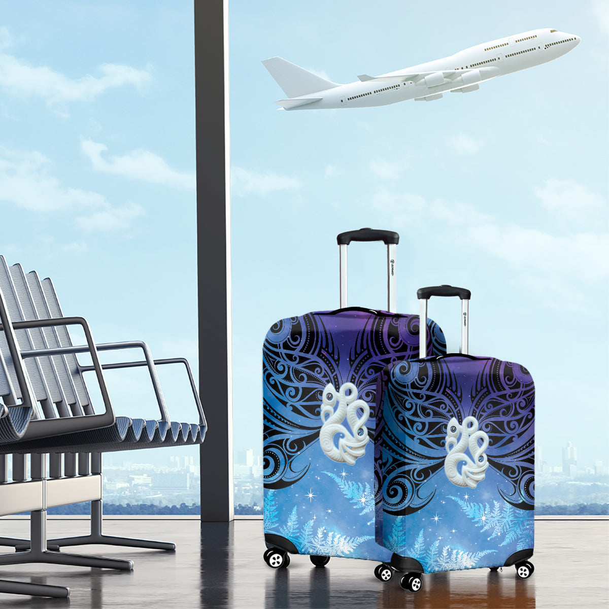 New Zealand Matariki Luggage Cover Aotearoa Maori New Year Manaia Galaxy Vibes LT14 - Polynesian Pride